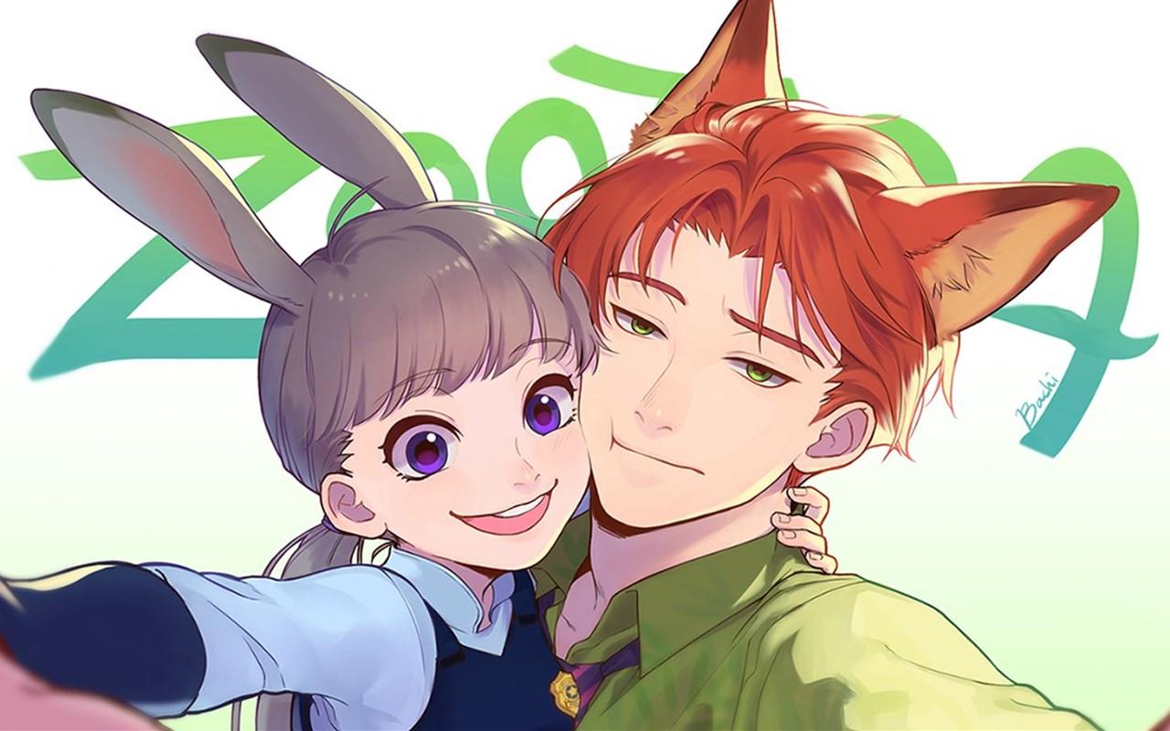 疯狂动物城朱迪和尼克情侣款动漫壁纸