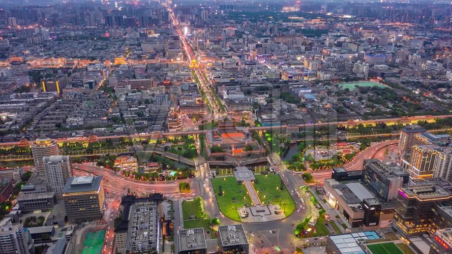 西安永宁门航拍延时