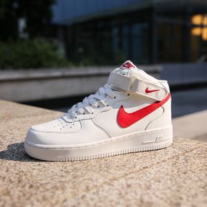 nike air force1空军一号高帮白红勾男鞋af1休闲板鞋女315123-126
