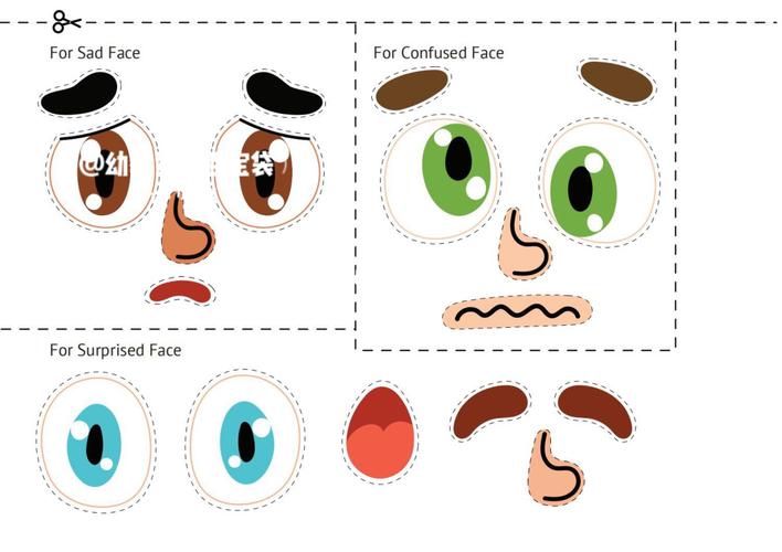 生活区素材,认识五官,表情配对游戏素材_素材_幼儿园