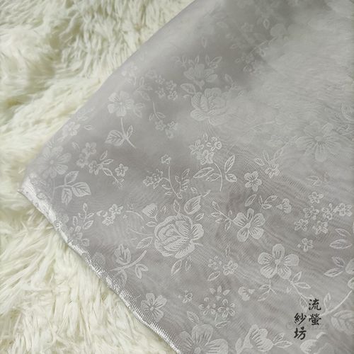 欧根纱布料 繁花落星缎纱 旗袍汉服唐装缎面暗纹布料