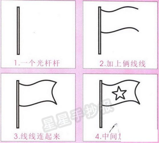 飘扬五星红旗简笔画