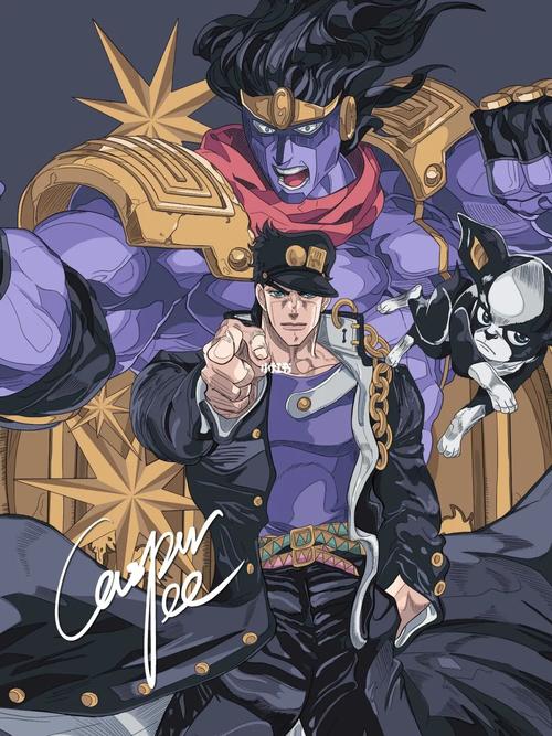 原创插画 jojo的奇妙冒险 《空条承太郎》_冒险_插画