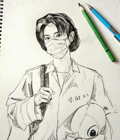 肖战粉丝速写还原日常见肖战干净利落线条还原英俊清朗的眉眼