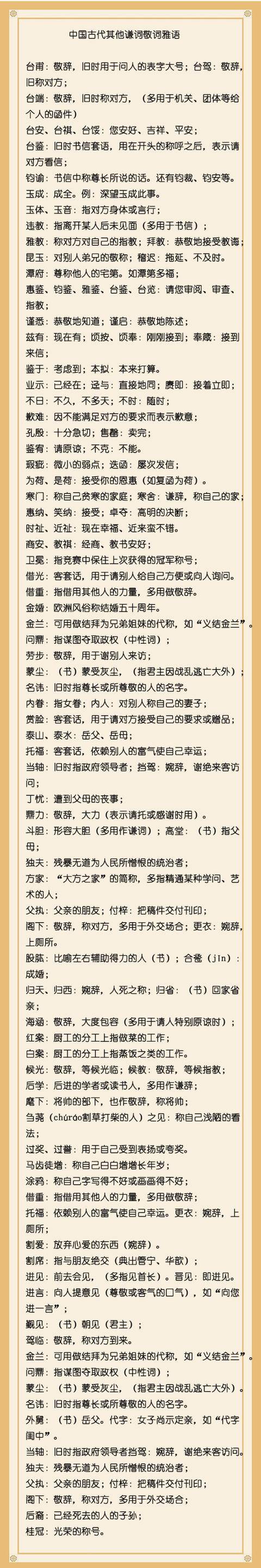 古代敬词谦词考点大全!