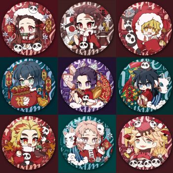 鬼灭之刃新年款徽章吧唧动漫周边胸针炭治郎上弦二童磨炼狱杏寿郎任意