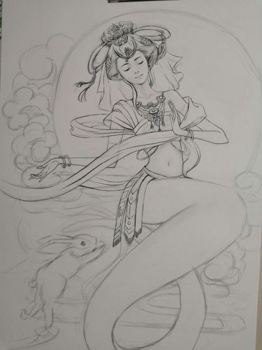 嫦娥 马克笔 彩铅