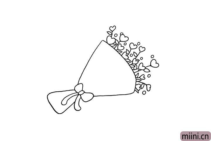 一束爱心鲜花简笔画步骤