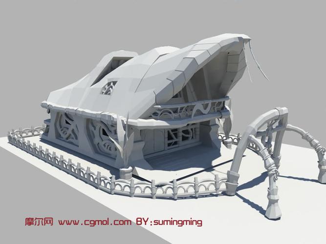 摩尔网 建筑模型 其他建筑 科幻房子maya模型; 动漫中的房子maya模型