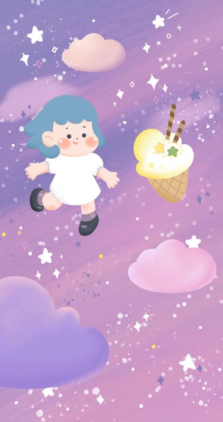 紫色动漫可爱无水印手机壁纸背景图分享