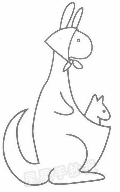袋鼠妈妈袋子简笔画