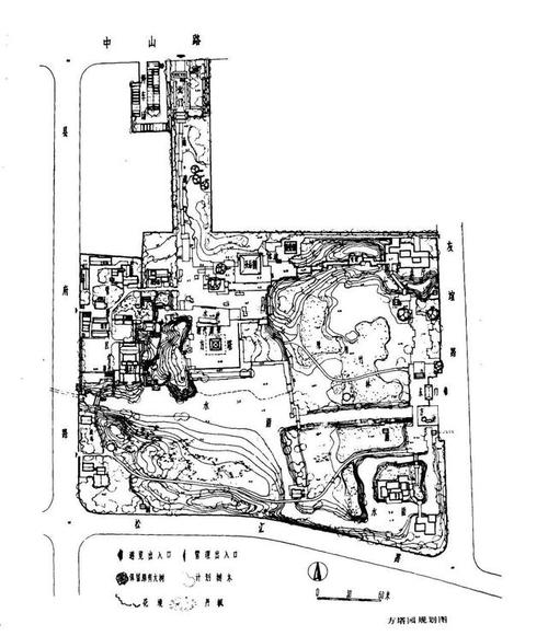 上海松江方塔园规划总平面图,1978—1982年