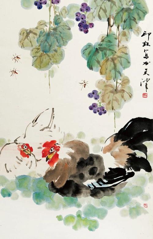 萧朗画鸡欣赏