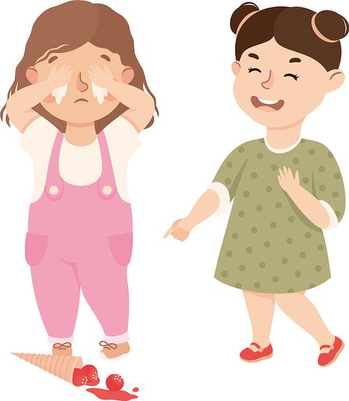 女孩嘲笑她的同学戴眼镜的女孩元素