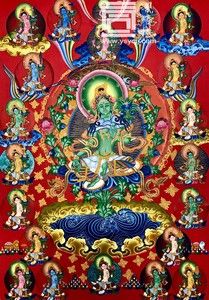 二十一度母绿度母biondlama纯手绘唐卡矿物颜料藏传佛教佛像74x53