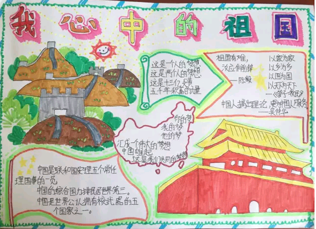 手抄报图片    人人心中都一个伟大祖国,而我的祖国有一个神圣的名字