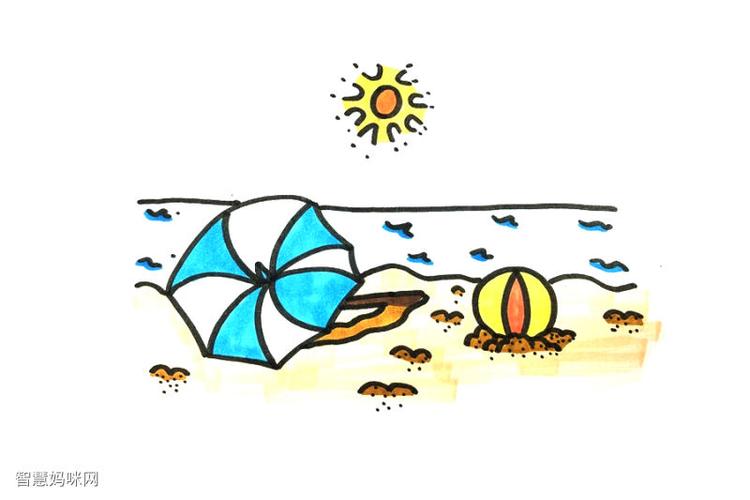夏季海滩风景怎么画