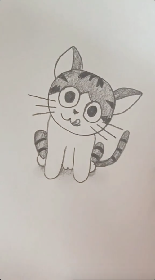 可爱小猫咪简笔画图片起司猫简笔画视频教程