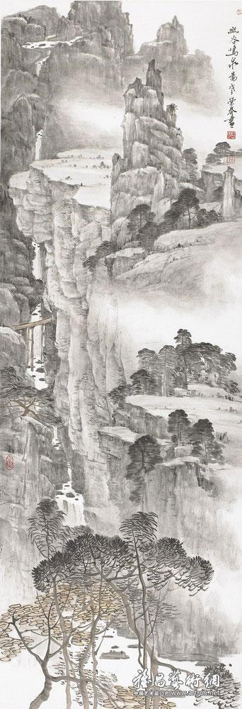幽谷鸣泉图_条幅_阮荣春作品展_阮荣春在线作品_阮荣春官方网站-雅昌
