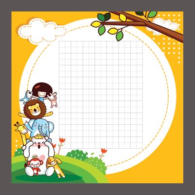 儿童铅笔钢笔书法练习创作展览纸卡通可爱田字格 动物世界