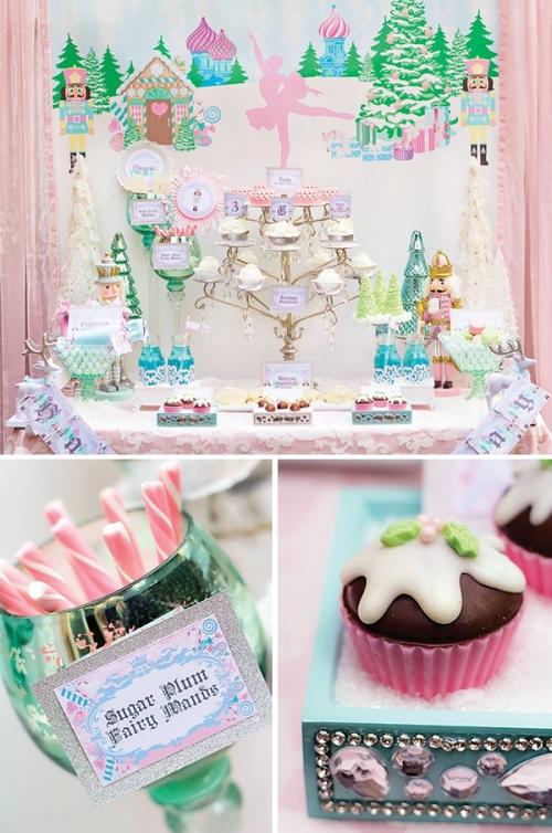 糖果色的胡桃夹子生日派对甜品桌布置