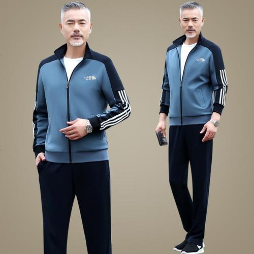 中老年运动服套装男秋款两件套爸爸装大码宽松跑步休闲运动服外套视频