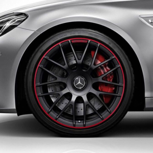 奔驰amg 18 19寸c63s改装款锻造定制轮毂c e s级glc 红边银边