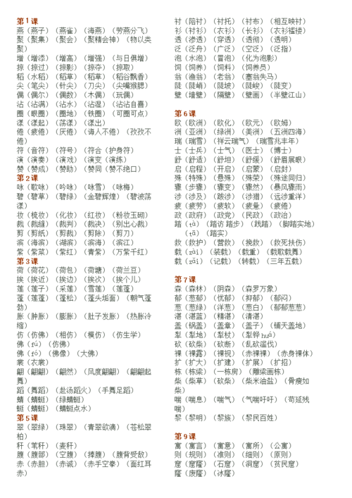三年参考资料级下册词语组词.doc