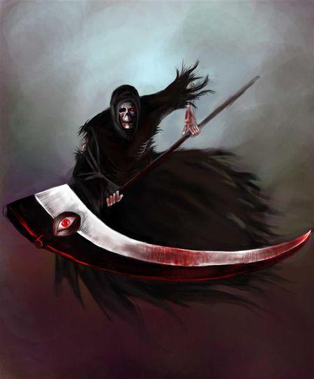 一张死神照片.黑色袍子,拿着镰刀,向我冲来.