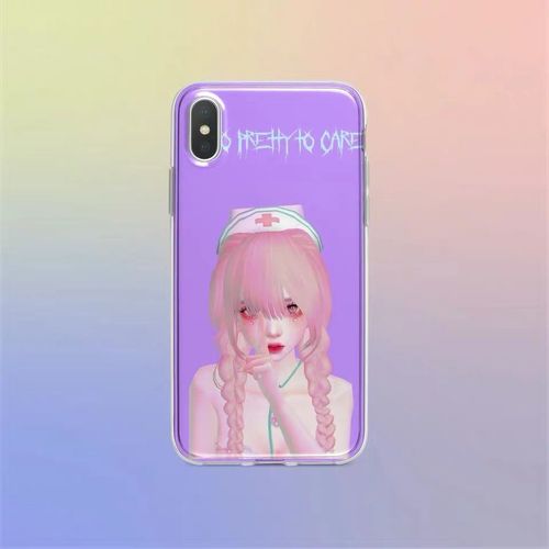 iphone11壁纸可爱 紫色,iphone11壁纸可爱紫色 日漫原宿可爱少女手机壳iphone11promax苹果xr透明xs
