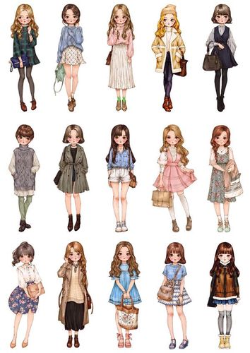 【未裁剪】手帐贴纸复古可爱手绘日韩少女日记本笔记装饰贴画多款