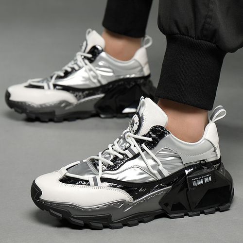 fashion男鞋运动鞋,正品fashion鞋子大全 2021年春季新款低帮老爹鞋男头层牛皮雨伞布透气运动