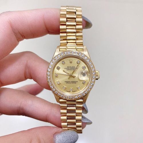 rolex 劳力士女士18k全金外圈后镶钻自动机械腕表