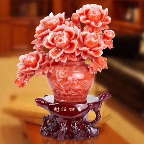 宇皇梦艺富贵平安牡丹花瓶客厅办公室创意家居摆设装饰工艺品貔貅摆件