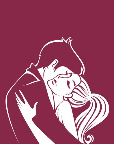 拥抱的卡通夫妻插画