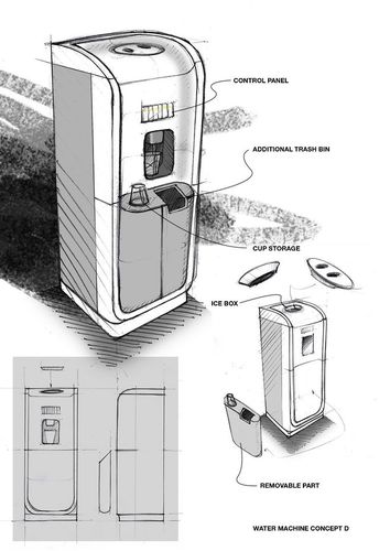 饮水机设计——获得高清手绘,分享给你的好友,传播你的激情!