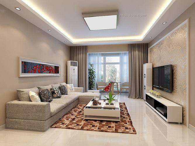 现代风格两房一厅客厅装修效果图(1/4)