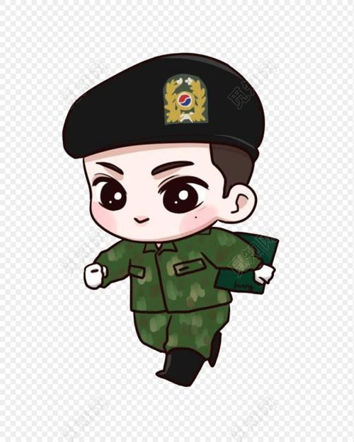 卡通军人军训士兵素材