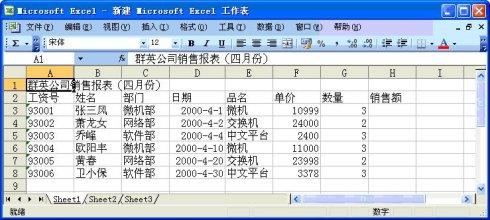 电子表格excel 实训练习