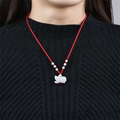 箴诺天然a货翡翠生肖兔玉兔吊坠儿童十二生肖项链玉石挂件小兔子男女