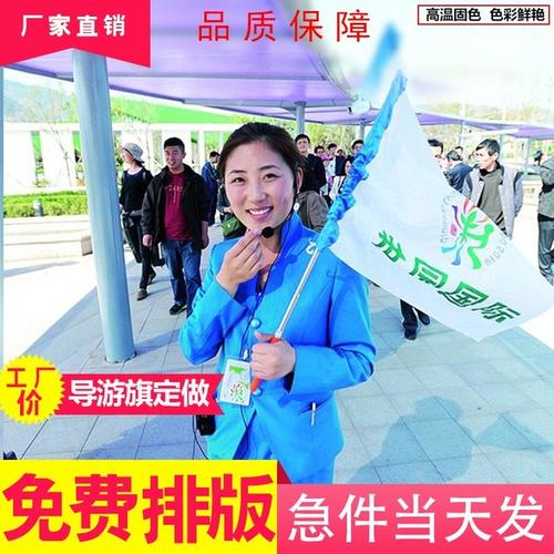 购客双透个性 导游旗帜定制广告logo旅游彩旗杆班旗队旗小旗子定做