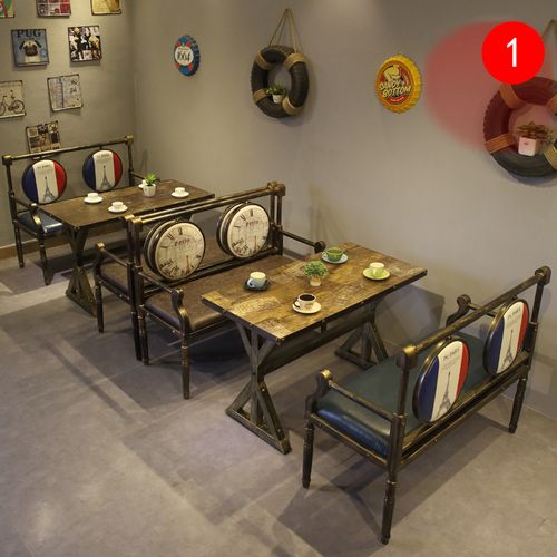 铁艺复古工业风咖啡厅沙发卡座包厢火锅烧烤店酒吧餐厅长桌椅组合