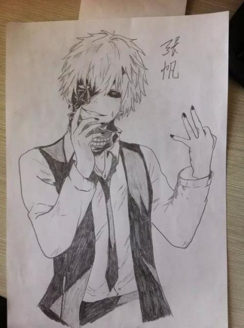 金木研简笔画步骤画