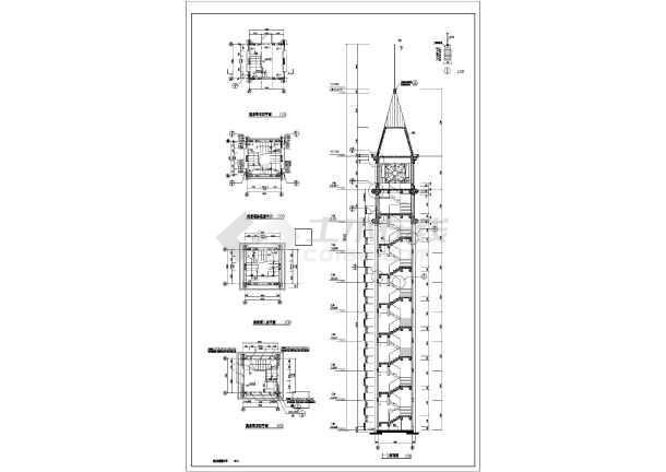 某地九层框架结构观景塔建筑施工图