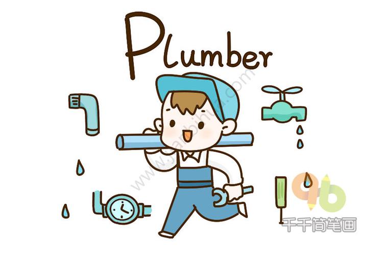 职业英语词汇简笔画:水暖工plumber