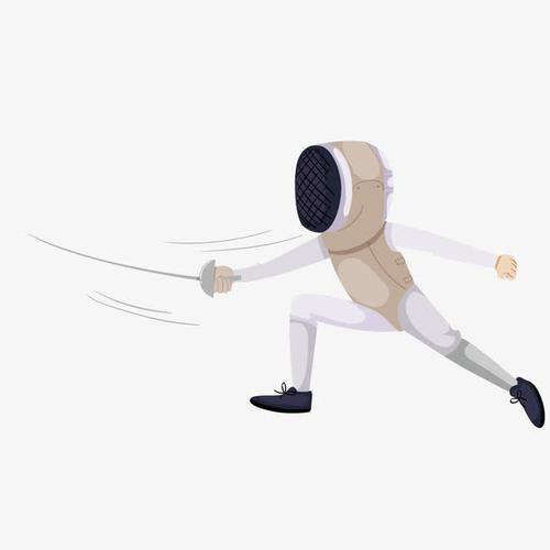 矢量卡通小人击剑运动插画