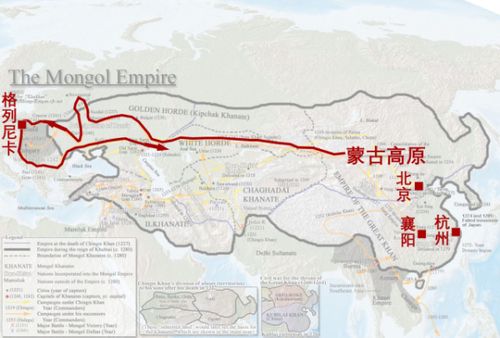 蒙古大军最西端和返回的路线
