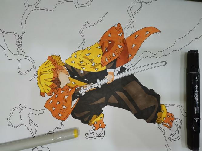 鬼灭之刃我妻善逸手绘步骤