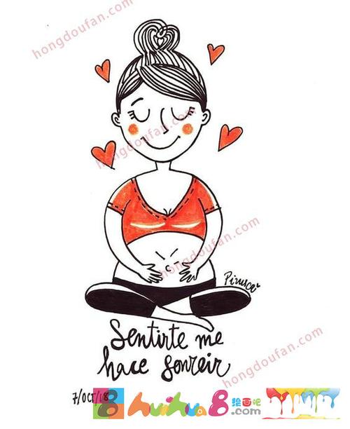 我的妈妈怀孕了小宝宝以及怀孕妈妈简笔画