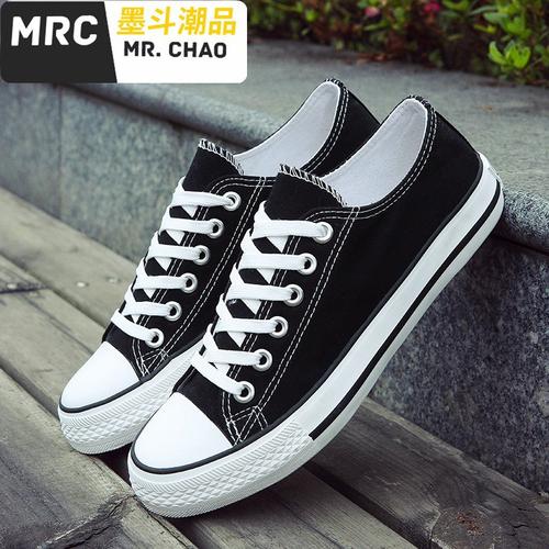 男士帆布鞋男鞋休闲鞋男生学生布鞋潮情侣低帮小白鞋子墨斗潮品视频